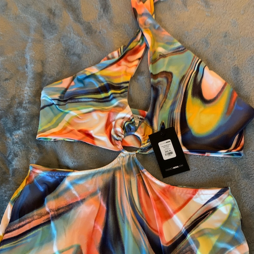 Multicolored halter dress NWT